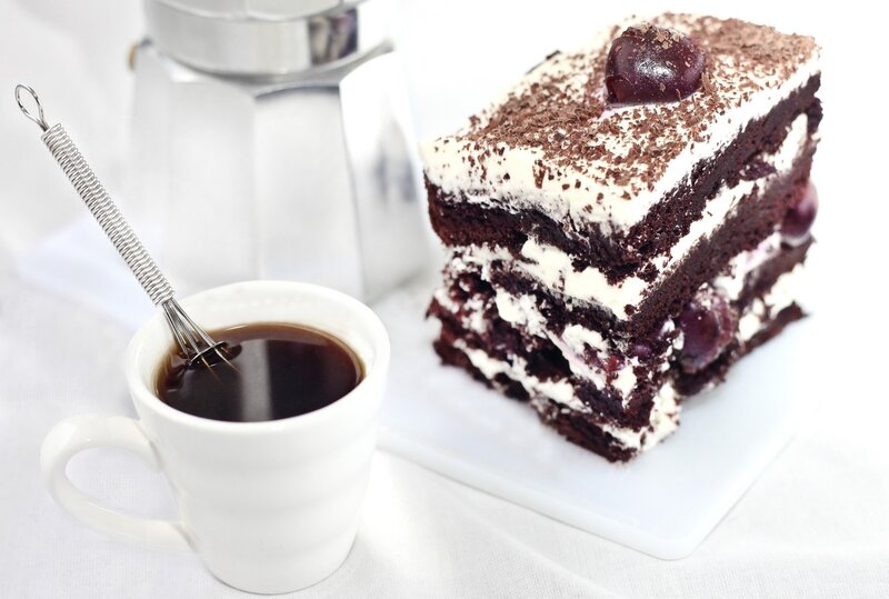 Slice of Chocolate Cake — White, Calm, Photograph