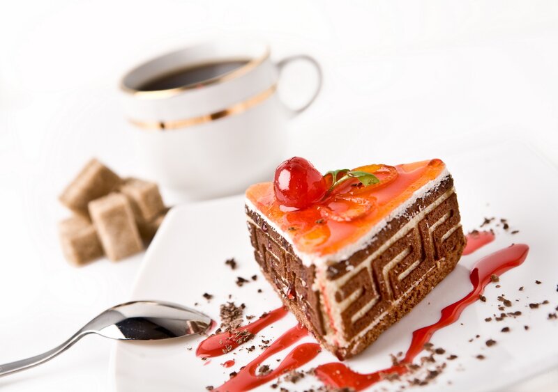 Slice of Chocolate Cake — White, Delicious