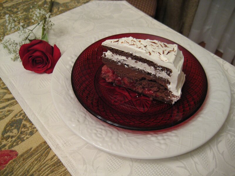 Slice of Chocolate Cake — White, Romantic