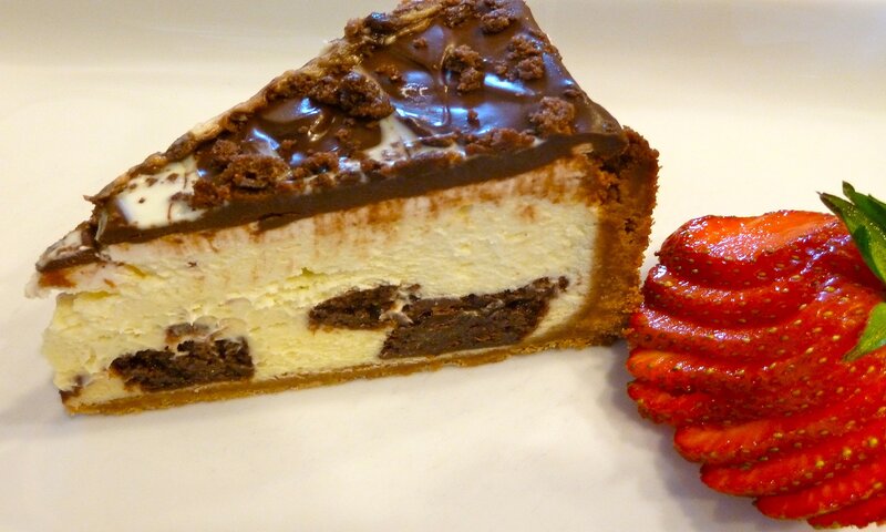Slice of Chocolate Cheesecake — Brown, Appetizing, Photograph