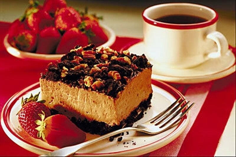 Slice of Chocolate Cheesecake — Red, Appetizing