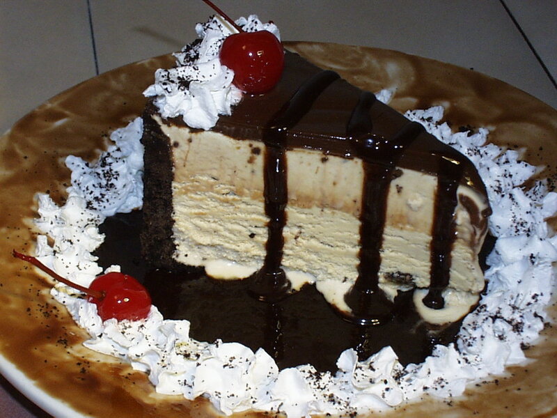 slice of chocolate ice cream cake
