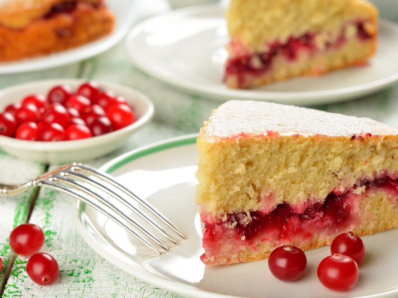 Slice of Cranberry Cake — White, Appetizing