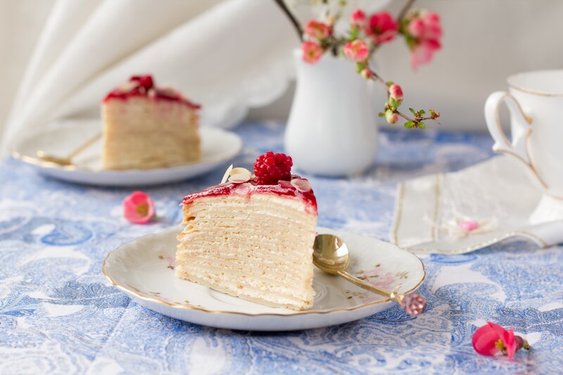 Slice of Crepe Cake — Blue