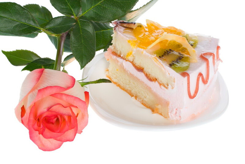 Slice of Fruit Cake — White, Calm
