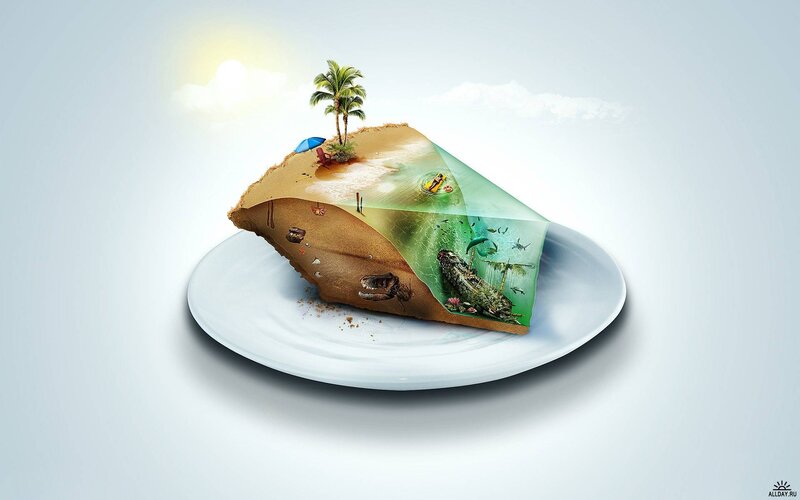 Slice of Island on Plate