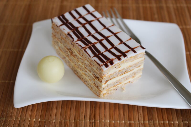 slice of layered cake