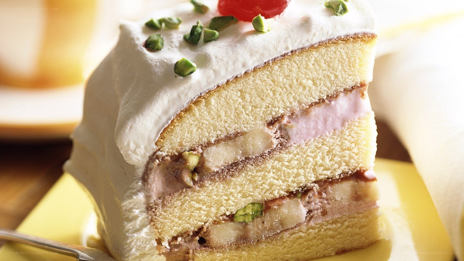 slice of layered cake