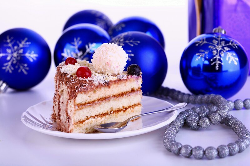 Slice of Layered Cake — Blue, Festive