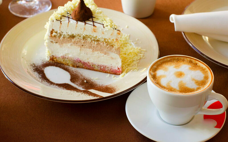 Slice of Layered Cake — Brown, Calm
