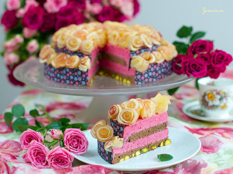 Slice of Layered Cake — Pink, Festive