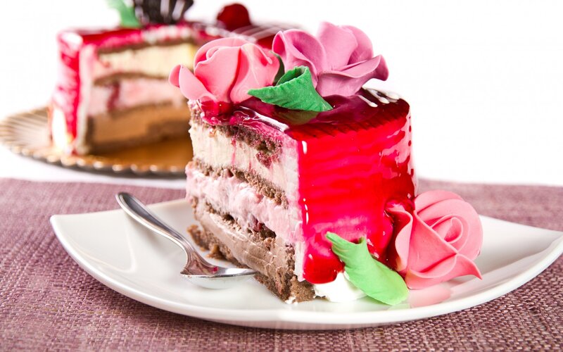 Slice of Layered Cake — Red, Sweet