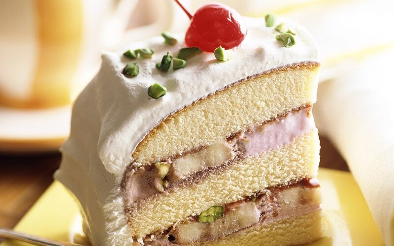 Slice of Layered Cake — White, Appetizing, Afternoon