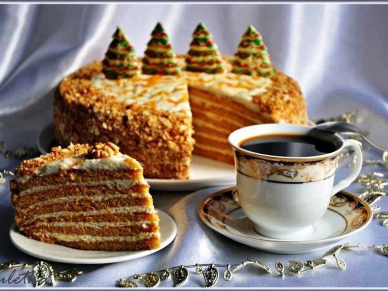 Slice of Layered Cake — White, Festive, Winter