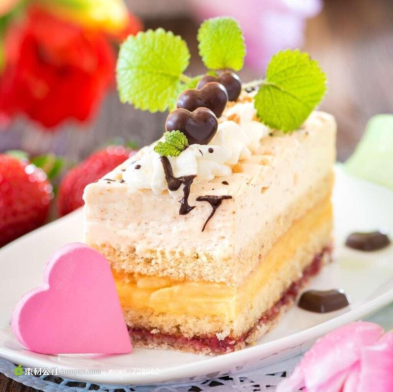 Slice of Layered Cake — White, Sweet