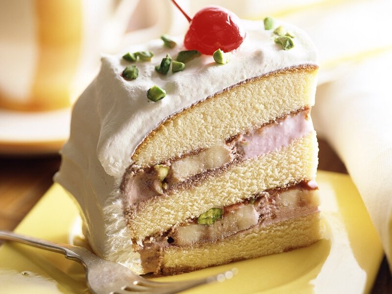 Slice of Layered Cake — Yellow, Appetizing, Afternoon