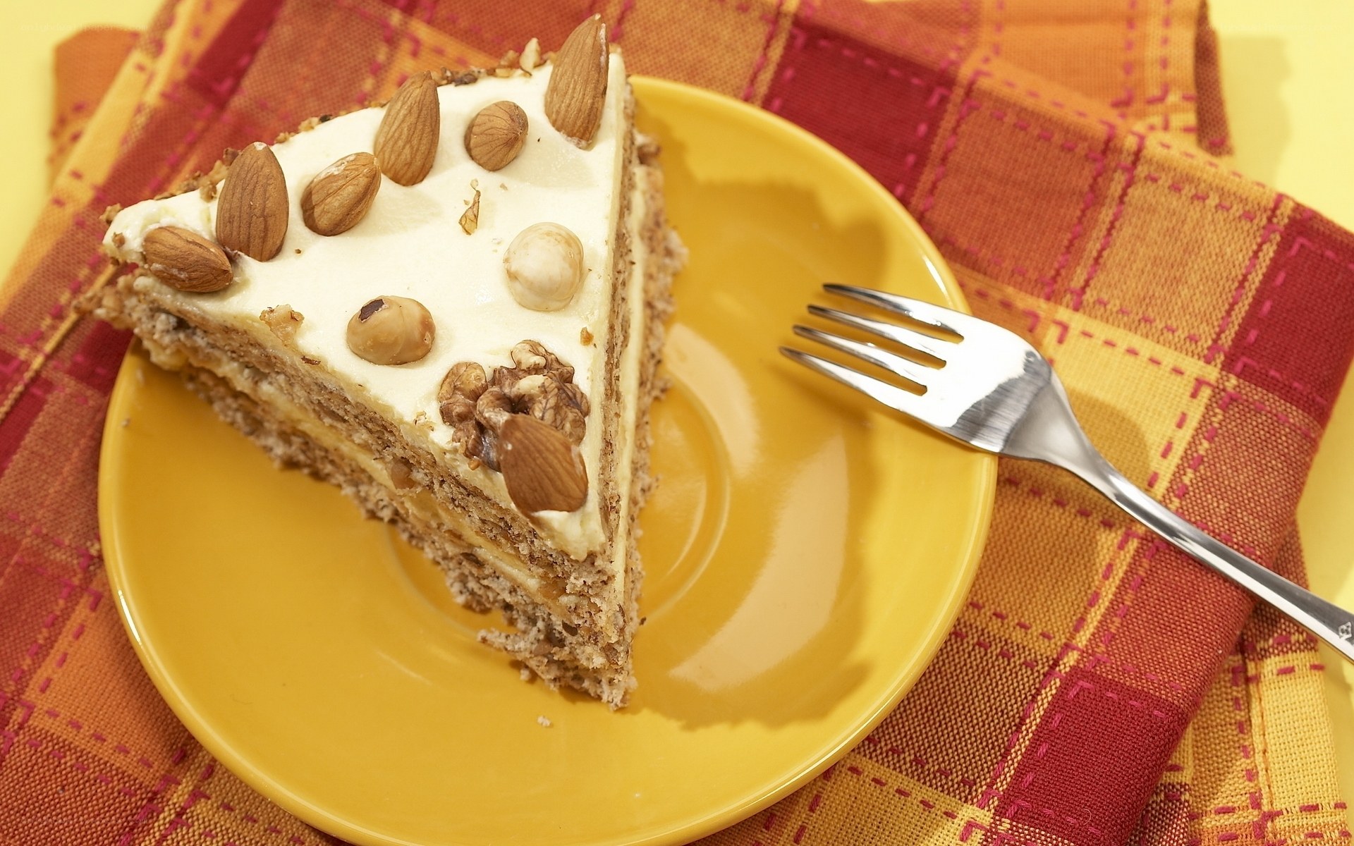 slice of nut cake on plate