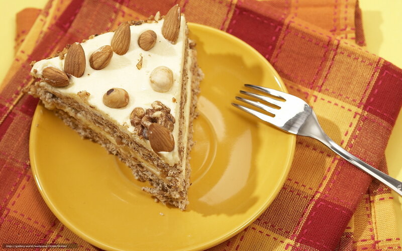 Slice of Nut Cake — Yellow, Warm, Photograph