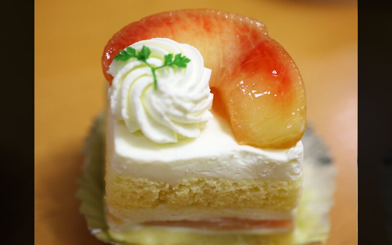 Slice of Peach Cake — White, Appetizing
