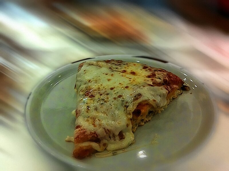 Slice of Pizza on Plate — White