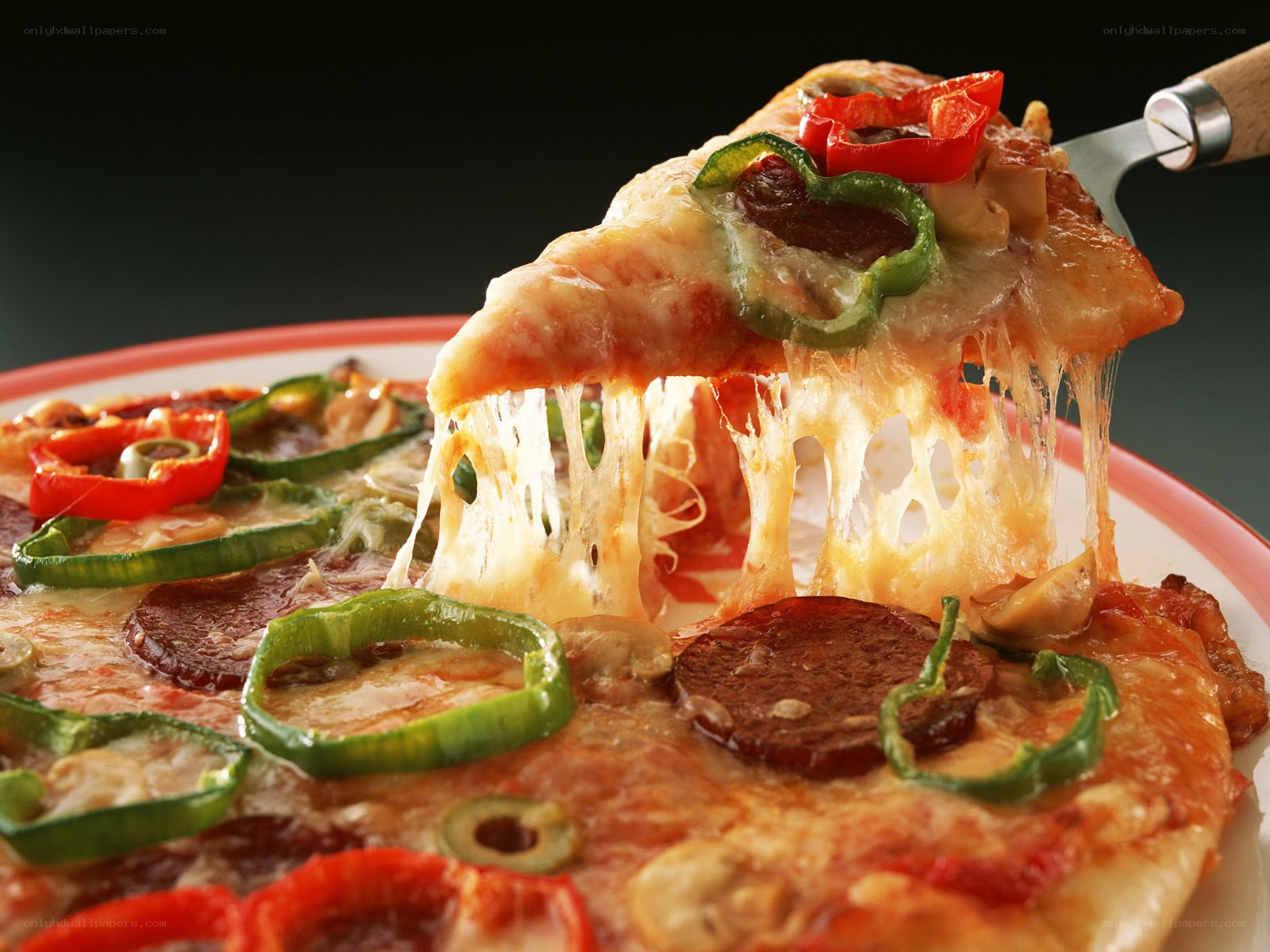 slice of pizza with cheese pull