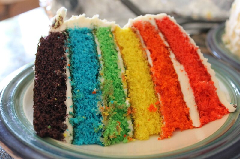 Slice of Rainbow Cake — Brown