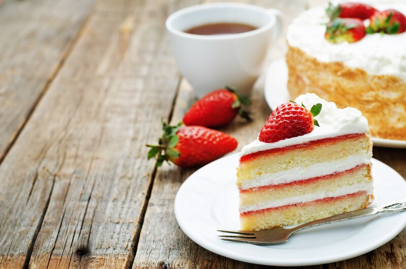 Slice of Strawberry Cake — White, Calm, Afternoon