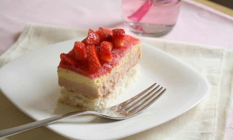 Slice of Strawberry Cake — White, Calm