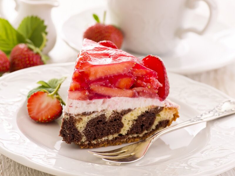 Slice of Strawberry Cake — White, Delicate