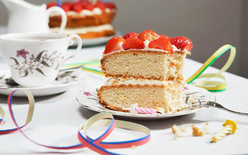 Slice of Strawberry Cake — White, Festive