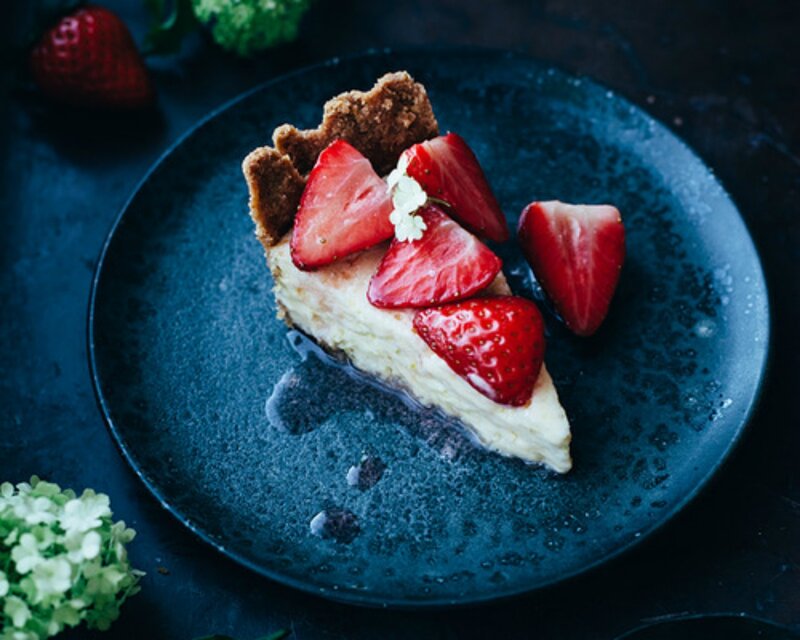 Slice of Strawberry Cheesecake — Blue