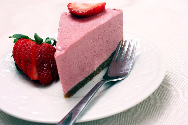 Slice of Strawberry Cheesecake — Pink, Appetizing
