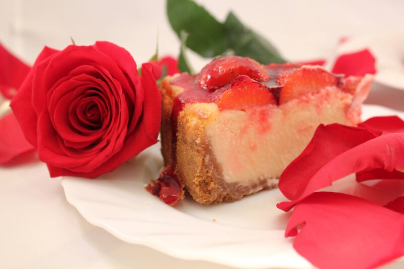 Slice of Strawberry Cheesecake — Red