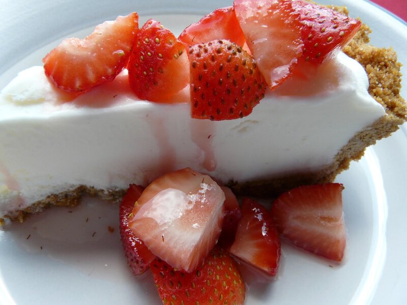 Slice of Strawberry Cheesecake — White, Appetizing, Photograph, Strawberries