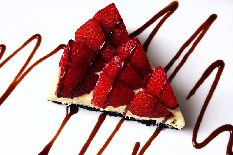 Slice of Strawberry Cheesecake — White, Appetizing, Photograph