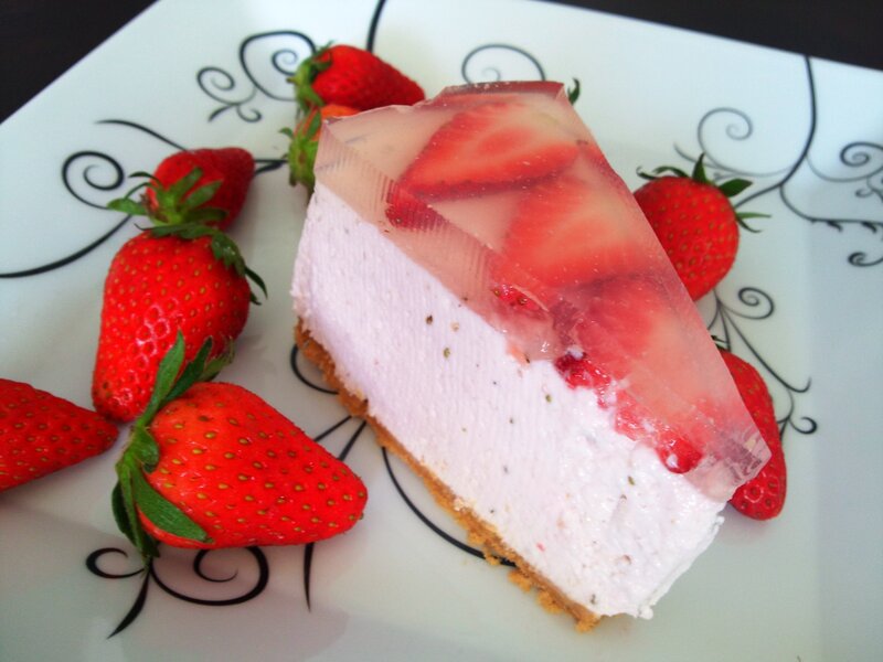 Slice of Strawberry Cheesecake — White, Appetizing