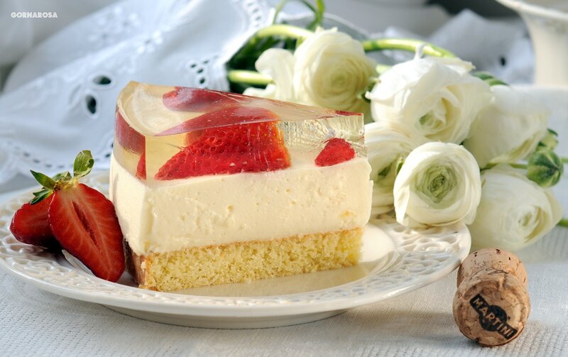 Slice of Strawberry Cheesecake — White, Elegant