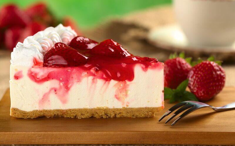 Slice of Strawberry Cheesecake — White