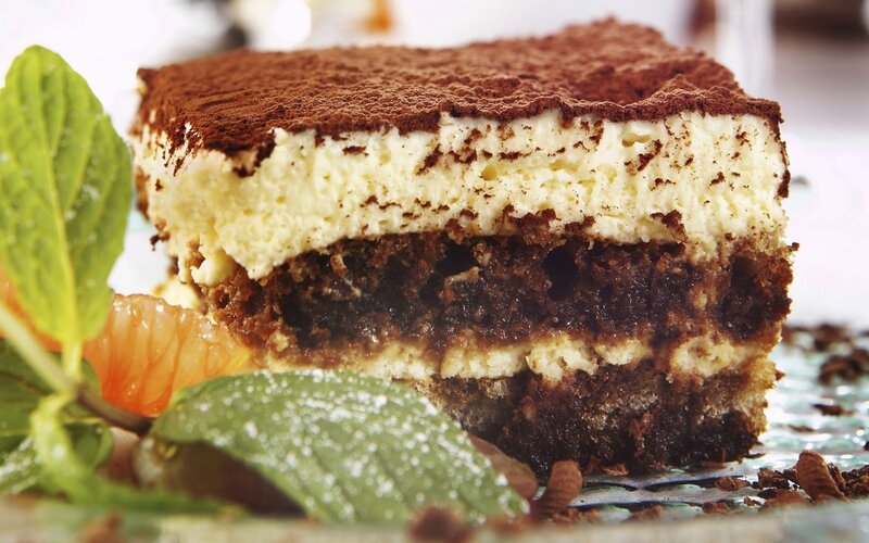 Slice of Tiramisu Dessert — Brown, Appetizing