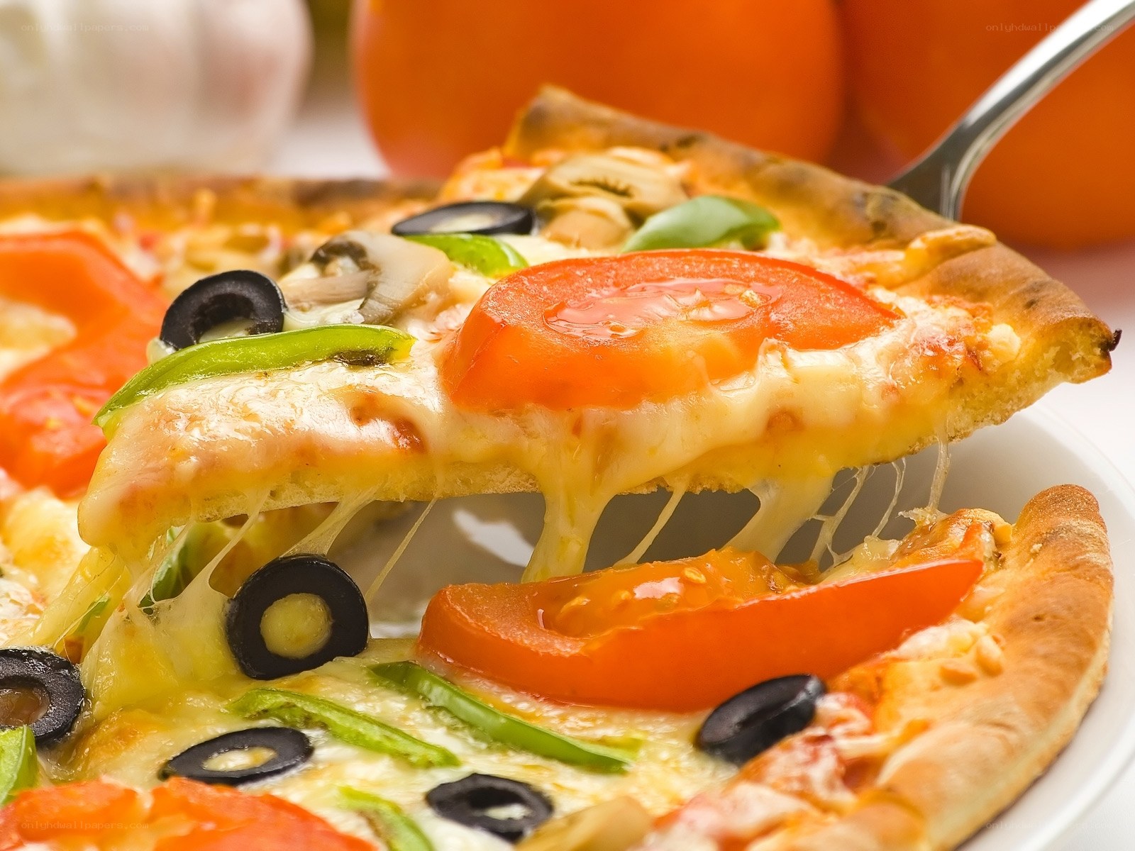 Slice of vegetable pizza