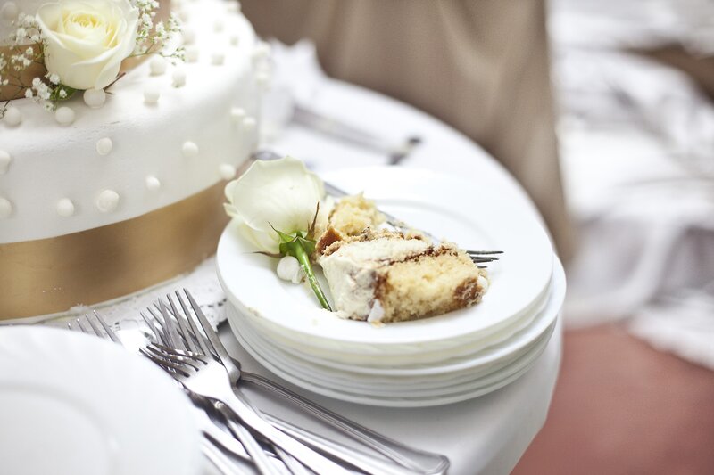 Slice of Wedding Cake — White, Elegant