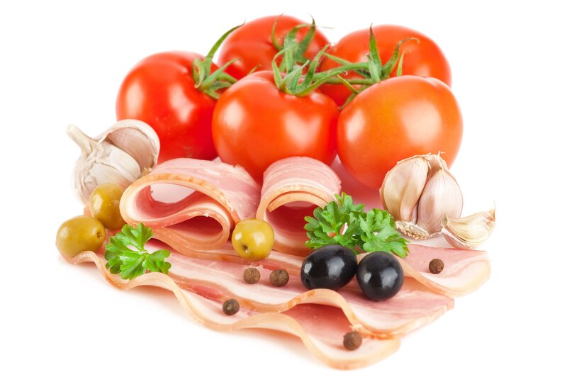 Sliced Bacon with Tomatoes