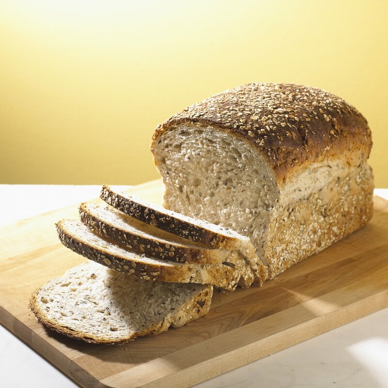 sliced bread on cutting board