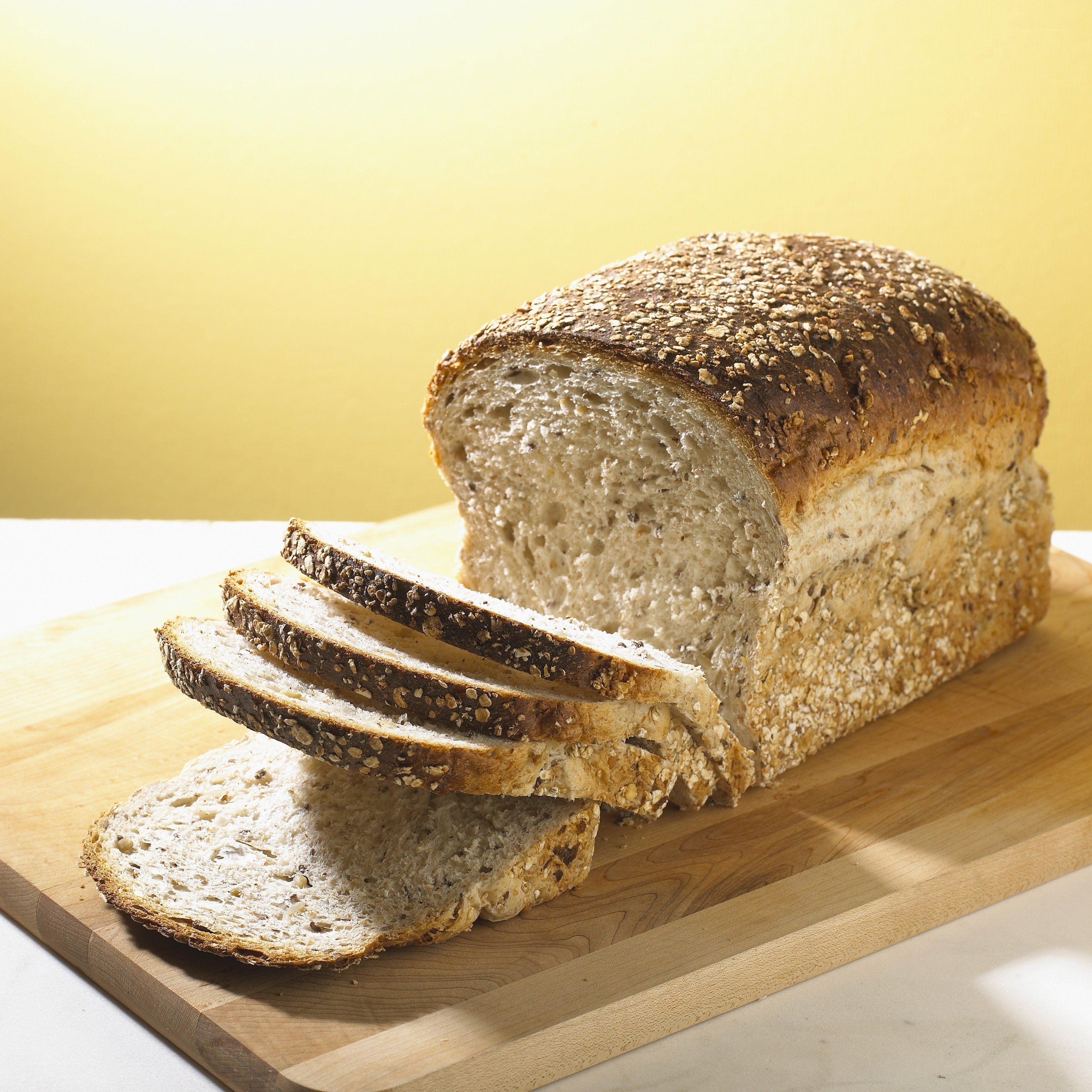sliced bread on cutting board