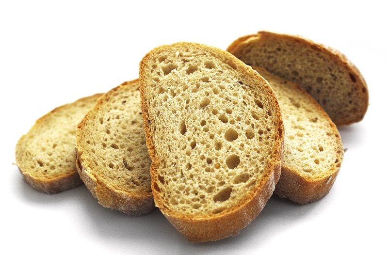 sliced bread on white background