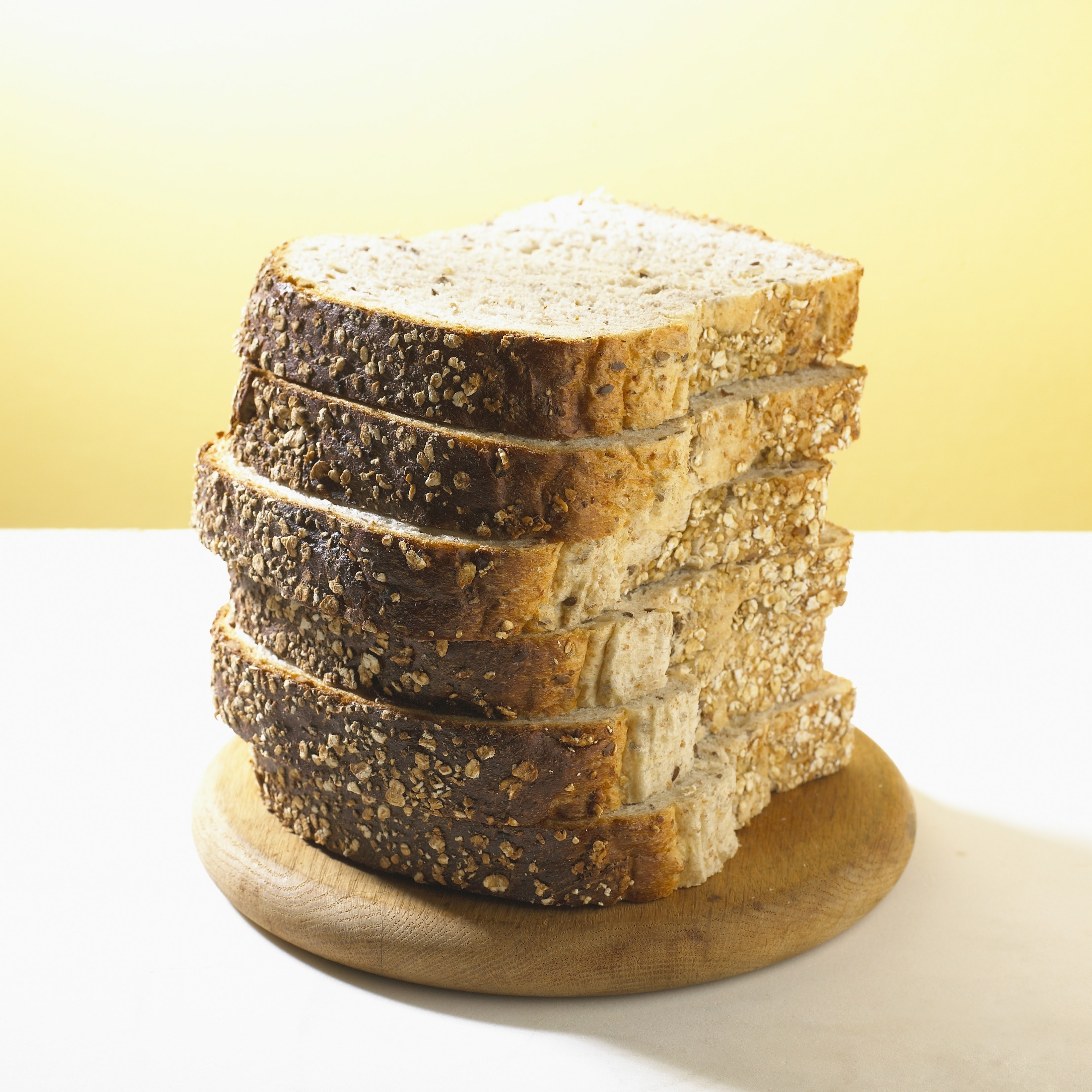 sliced bread on wooden board