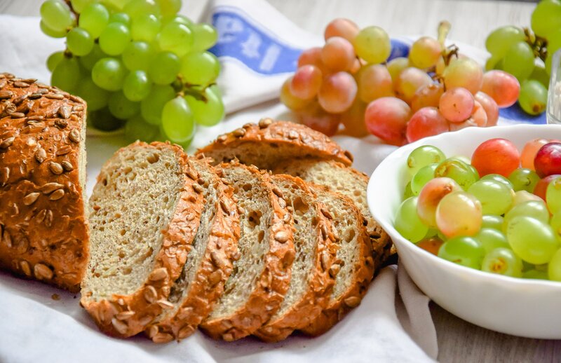 Sliced Bread with Grapes