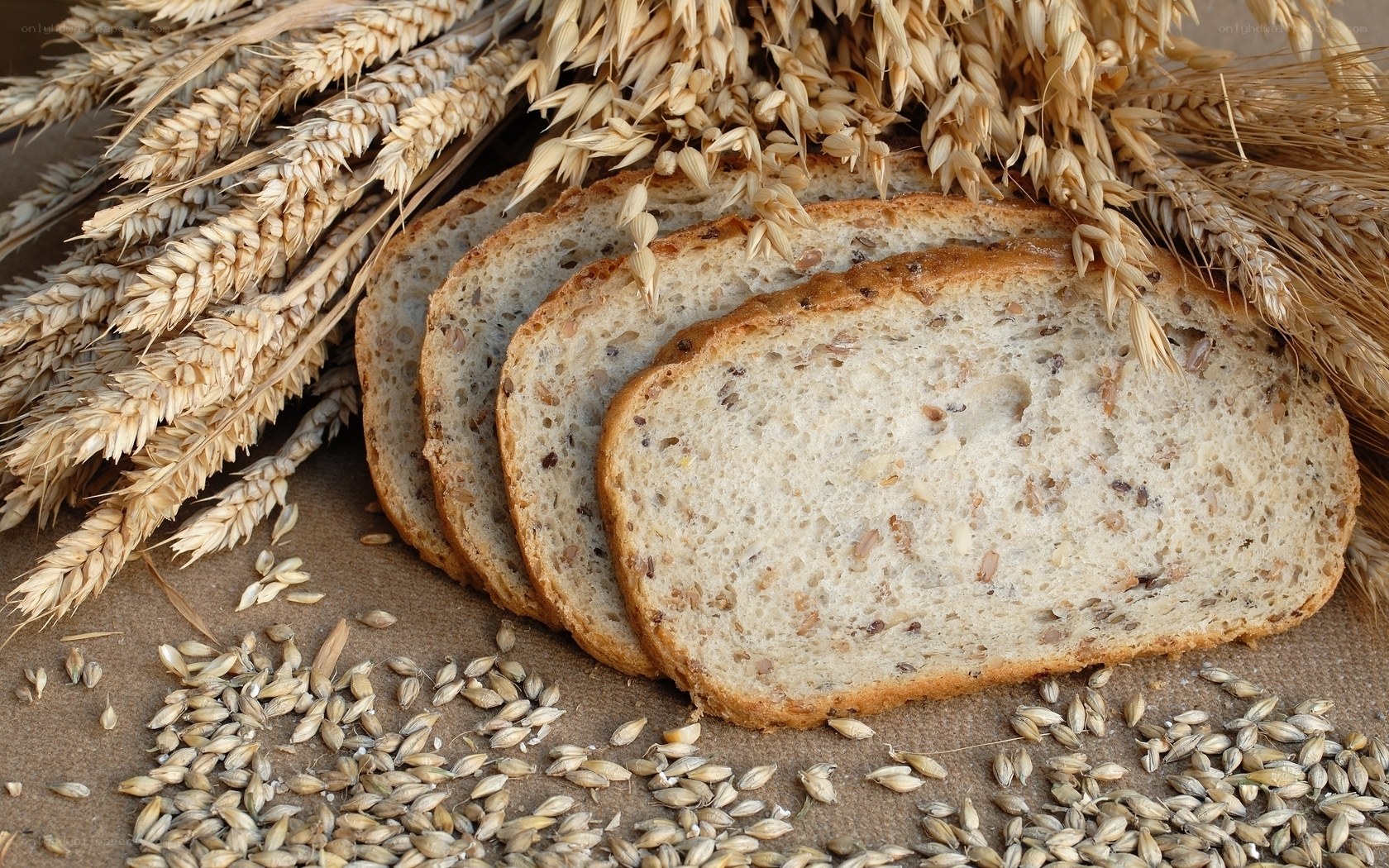 sliced bread with wheat stalks