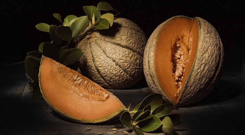 Sliced Cantaloupe Melon — Orange, Dramatic