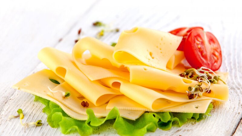 Sliced Cheese on Lettuce